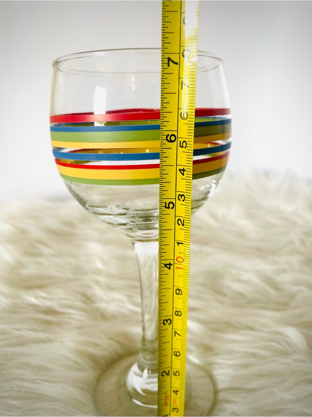 4 VTG Libbey Mambo Fiesta Glass wine Goblets Striped Drinking Colorful Multi - Picture 4 of 5